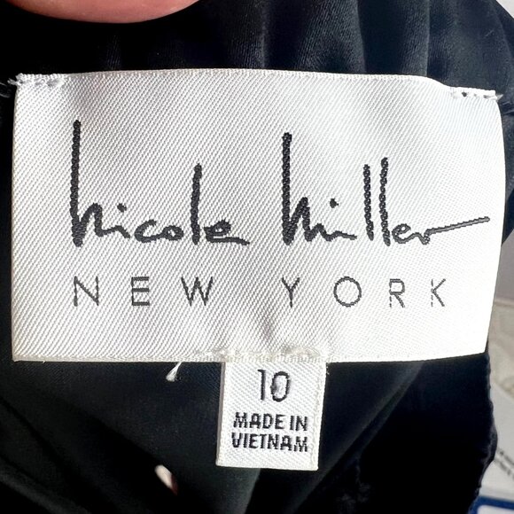 Nicole Miller Black Boho Embroidered Off The Shoulder Mini Dress 10 Flowy Whimsy - Picture 9 of 11